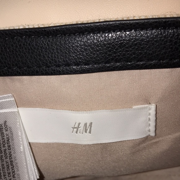 Women’s H&M Shoulder/Belt Mini Bag Purse Canvas Leather Cream Black NWOT - Picture 7 of 8